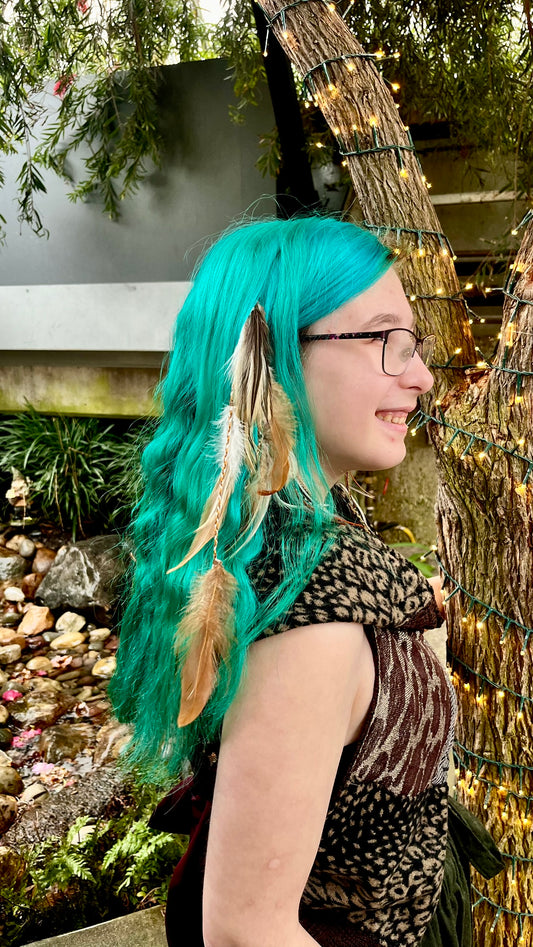 the 'Foxy Flair' feather hair clip